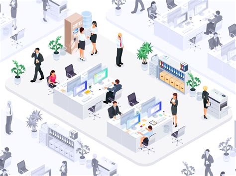 Isometric Office Concept | Building illustration, Isometric design ...