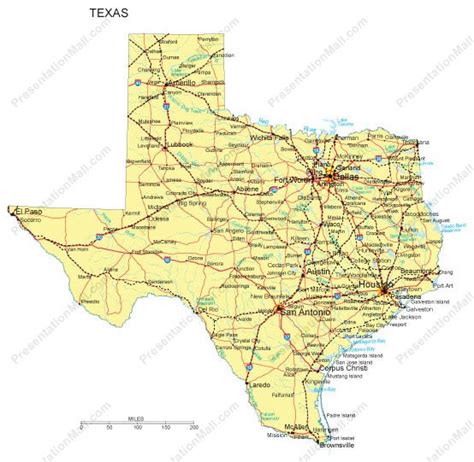 Texas Map - Counties, Major Cities and Major Highways - Digital Vector ...