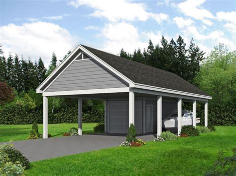 062G-0236: 1-Car Garage Plan with Carport | Carport plans, Garage plan, Country style house plans