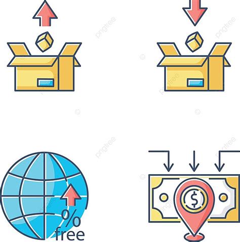 Global Trade Icons Tariffs Barriers Investment Vector Illustrations ...