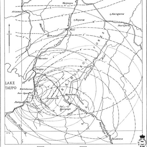 lsopach map of tephra fallout from the Tarawera eruption of 10 June,... | Download Scientific ...