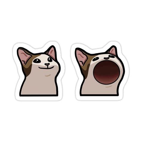 two stickers with an image of a cat's face and mouth, one has its tongue out