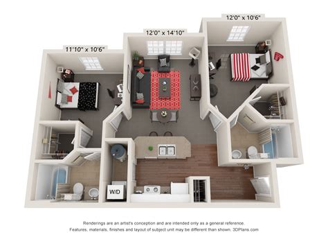 2, 3 and 4 Bedroom Apartment Floor Plans | Capstone Quarters