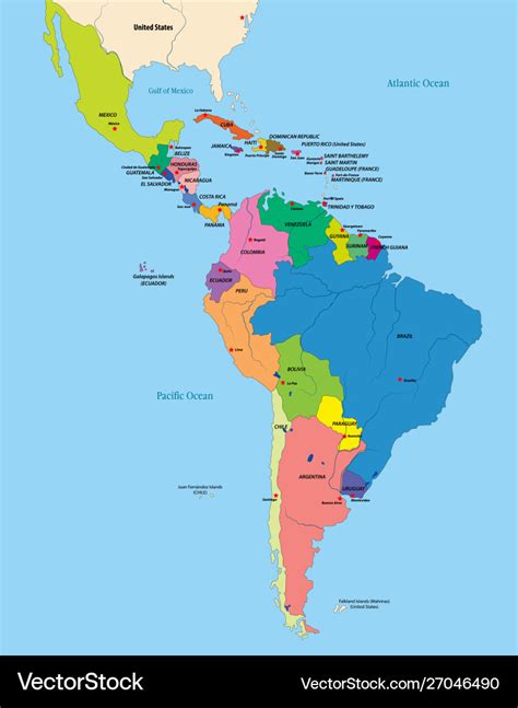 Latin America Political Map Labeled