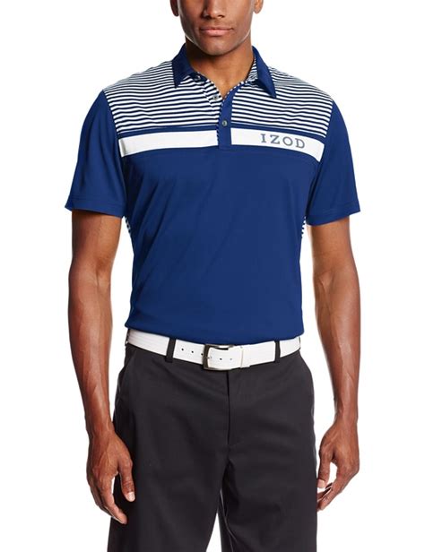 IZOD Mens Chest Striped Pieced Golf Logo Polo Shirts