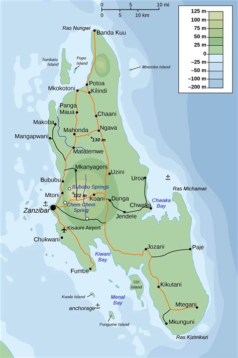 Zanzibar Island Tanzania Map