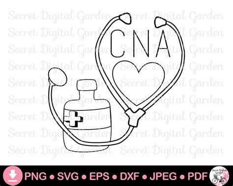 CNA Stethoscope Heart SVG PNG Clipart Design Certified - Etsy