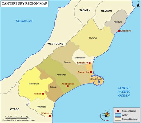 Canterbury Map | Districts of Canterbury Region, New Zealand