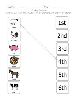 Turkey Trouble-Sequencing and Matching Worksheets | TpT