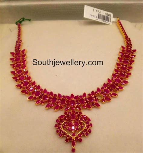 Simple Ruby Necklace - Indian Jewellery Designs