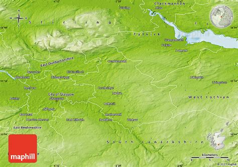 Physical Map of North Lanarkshire