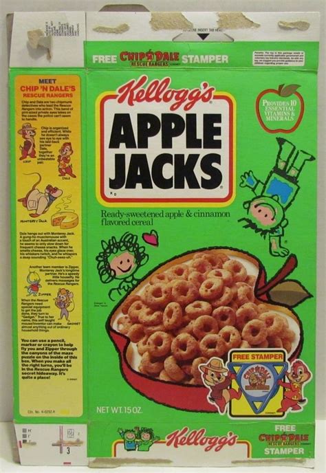 1991 Kellogg's Apple Jacks Cereal Box w/ Chip & Dale Rescue Rangers Stamper | Apple jacks cereal ...