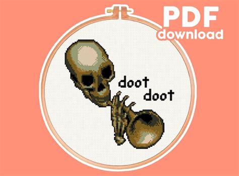 Skull Trumpet Doot Skeleton Meme Cross Stitch Pattern | Etsy