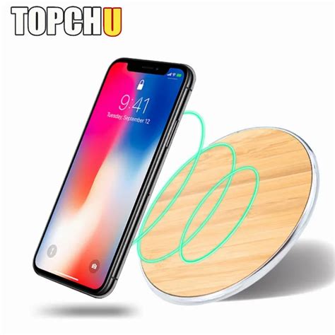 TOPCHU Bamboo Wireless Charger For iPhone X 8 Plus Wireless Charging ...