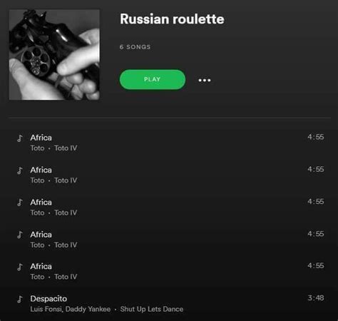 Russian Roulette | Spotify Playlist Messages | Know Your Meme