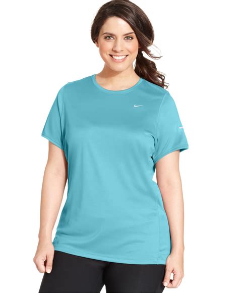 Lyst - Nike Plus Size Short-sleeve Dri-fit Running Top in Blue