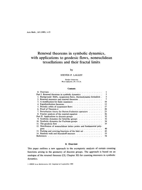 Renewal Theorems in Symbolic Dynamics, with Applications to Geodesic Flows, Noneuclidean ...