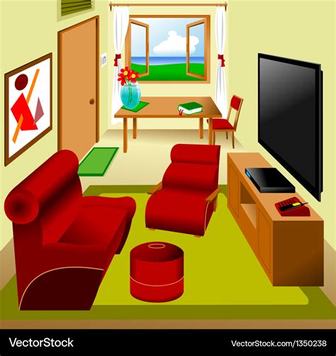 Living Room Cartoon Vector | Baci Living Room