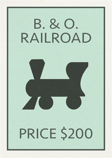 B and O Railroad Vintage Retro Monopoly Board Game Card Mixed Media by ...