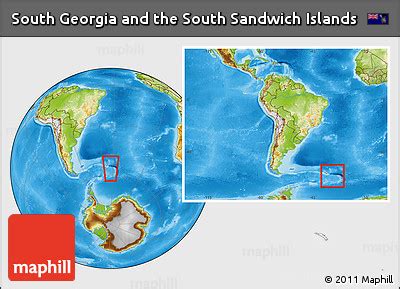 Free Physical Location Map of South Georgia and the South Sandwich Islands, within the entire ...