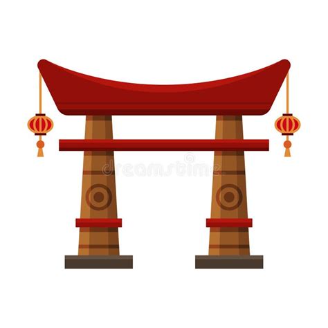 Traditional Chinese Gate, Cultural Asian Architecture Object Vector Illustration Stock Vector ...