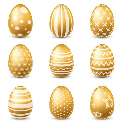 Golden easter eggs. Traditional festive gold egg with ornamental patte ...