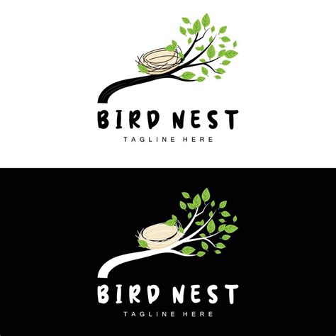 Bird's Nest Logo Design, Bird House Vector For Eggs, Bird Tree Logo ...