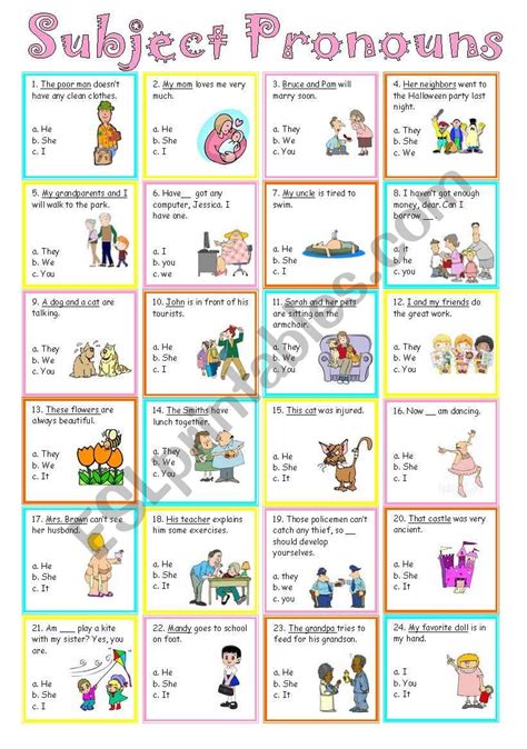 Spanish Subject Pronouns Worksheet – E Street Light