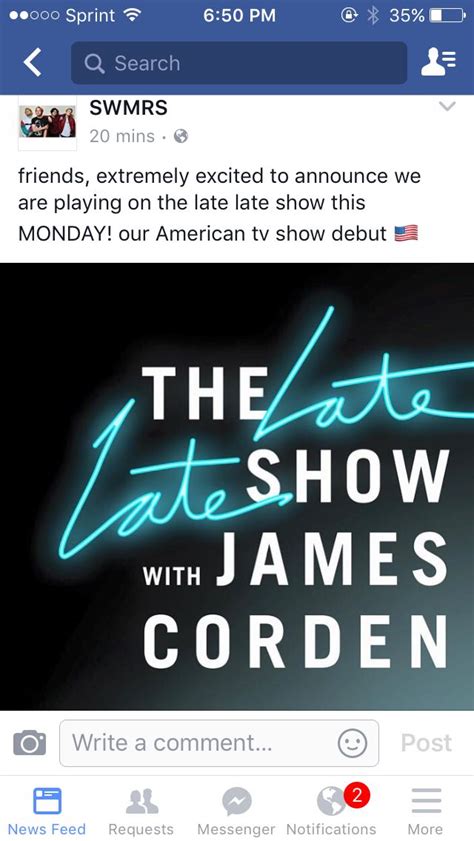 the late late show with james corden on twitter, and an image of someone's facebook page