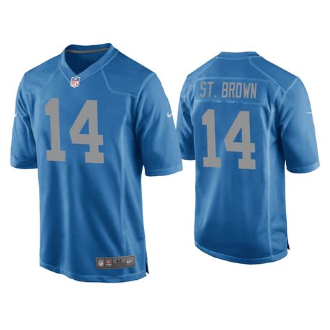 Men Amon-Ra St. Brown Detroit Lions Blue Throwback Game Jersey – Choose ...