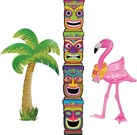 LG JOINTED CUTOUTS PALM TREE-FLAMINGO-TIKI Luau Graduation Party Decorations-3pc $19.97 - PicClick