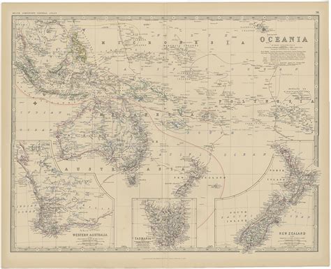 Antique Map of Oceania by Johnston (1882)