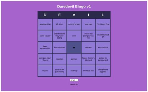 Daredevil Bingo v1 ― Perchance Generator