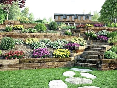 Cute flower bed retaining wall to go around shop building. | Backyard hill landscaping, Sloped ...