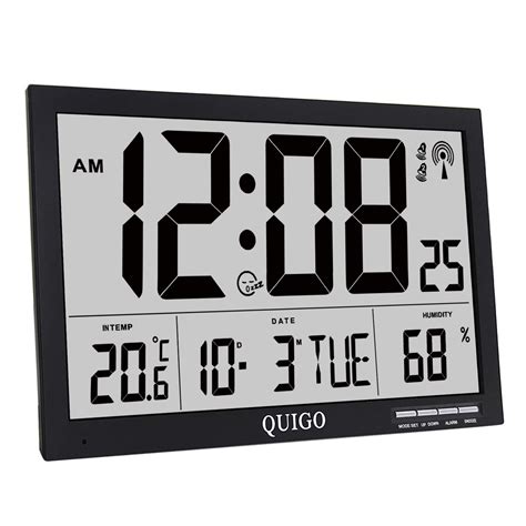 Buy Large Digital Wall Clock Battery Operated Display Day Date Temperature Desk Bedroom Office ...