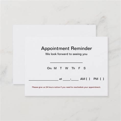 Large Appointment Reminder Cards (100 pack-White) | Zazzle.com