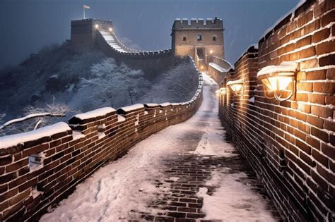 Premium AI Image | The great wall of china at night