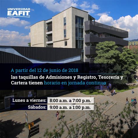 Universidad EAFIT on Twitter: "A partir de hoy las taquillas de ...