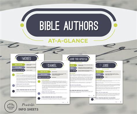 Bible Authors At-a-Glance Printables — Teach Sunday School