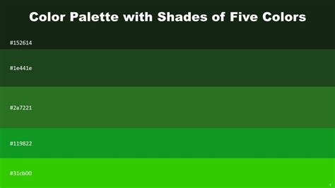 Color Palette With Five Shade Hunter Green Mallard Forest Green La ...