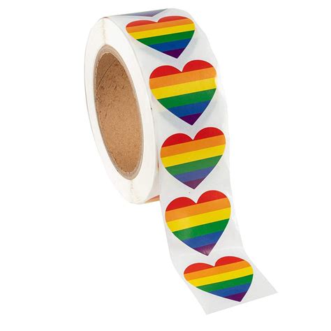 Gay Pride Stickers - 1000-Count Love Rainbow Stickers Roll in Heart ...