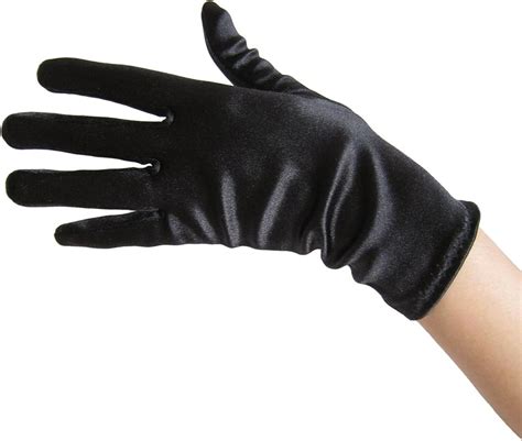 Black Ruched Satin Gloves Black 3/4 Vintage Gloves Black Rushed Gloves ...