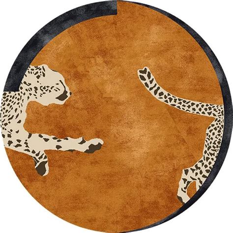 Leopard Round Rug Animal Design Orange Area Circle Carpets for Living Room - Warmly Home | Rugs ...