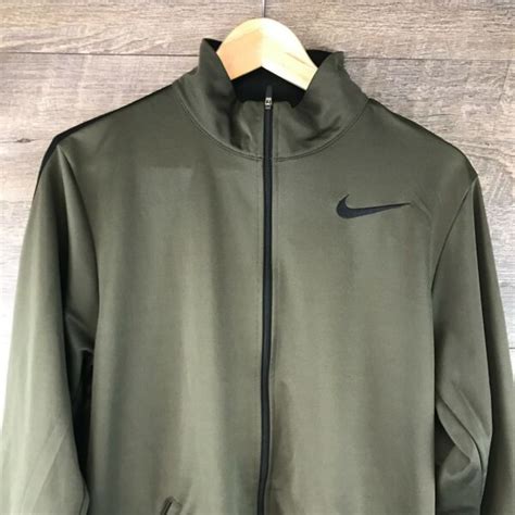 Men's Nike Full Zip Track Jacket | Olive Green | Size S - aiscan.com