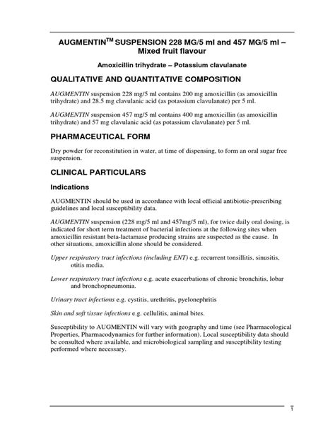 Augmentin Suspension 228mg Per 5ml | PDF | Gram Negative Bacteria | Dose (Biochemistry)