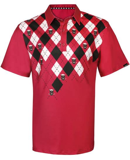 Argyle print red golf shirt Men's White Golf Shirt (red) Wild Golf ...