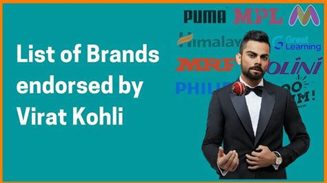 Virat Kohli Brand Ambassador List