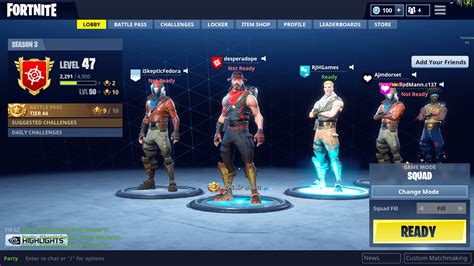 5 in a lobby : FortNiteBR