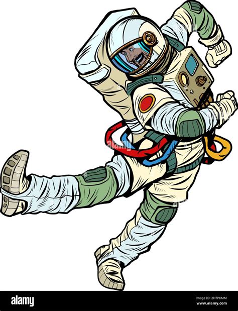 Joy dance jump The characteristic emotional pose of a astronaut man ...