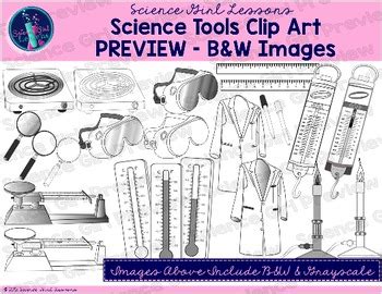 Science Tools Clip Art {Black & White Images} by Science Girl Lessons